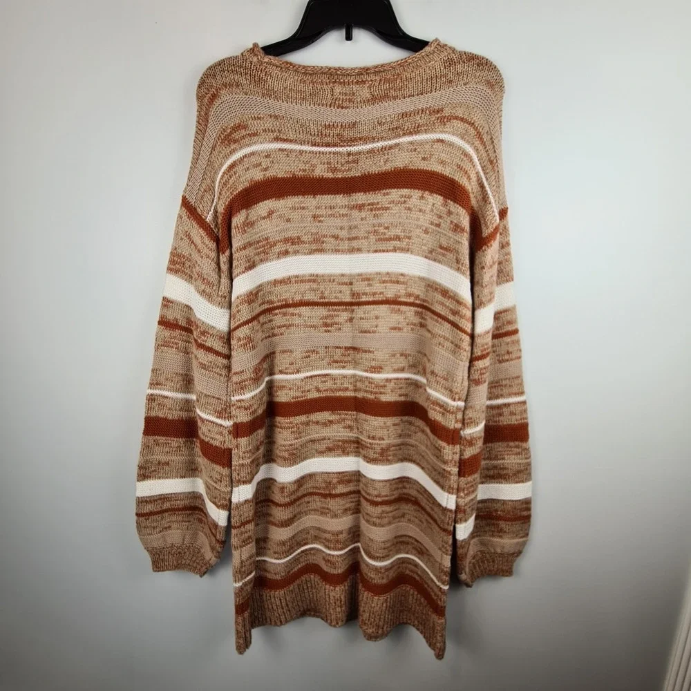 Ten Sixty Sherman Sweater‎ Dress Knit Long Bell Sleeve Crew Neck S/M Striped